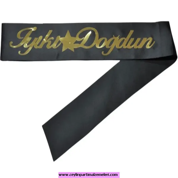 İyi Ki Doğdun Siyah Gold Kuşak